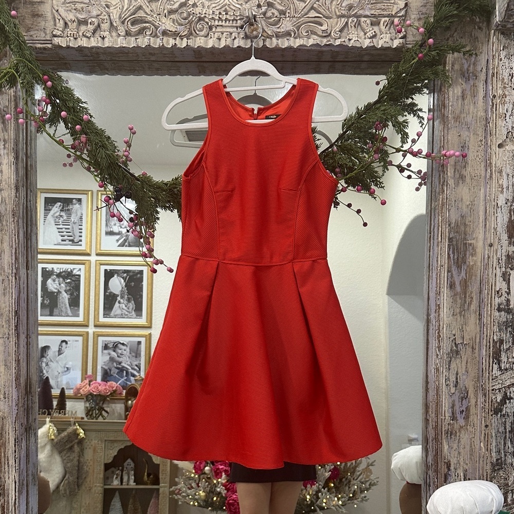 Maje Vibrant Red Textured A-Line Dress
